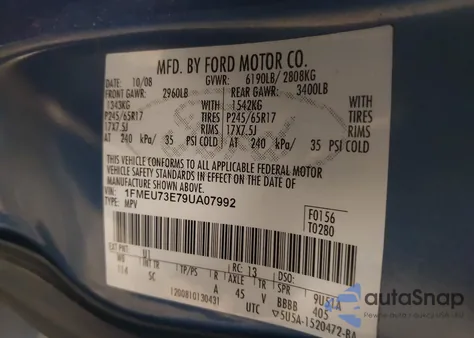 2009 Ford Explorer Xlt z USA, uszkodzony, nr VIN 1FMEU73E79UA07992